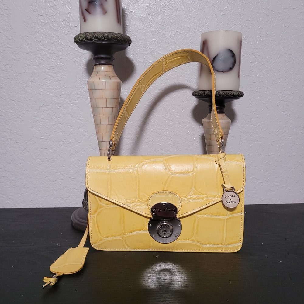 Dooney Bourke Yellow Croco Alto Leather Bag